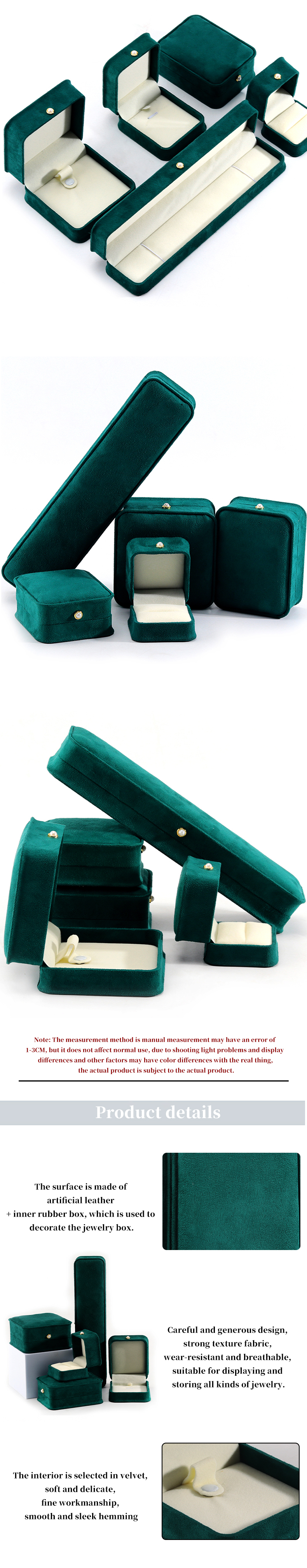 9*9*4.5cm Green Velvet Ring Jewelry Box for Customized Bracelet Earrings Packaging