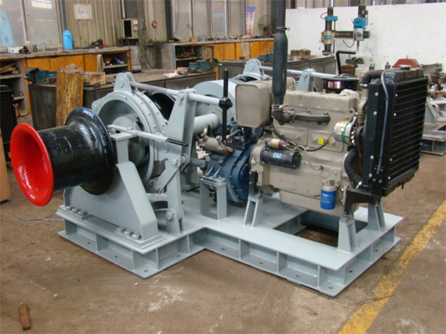 Load 100KN Power 45KW Chain Diameter 12mm Marine Drum Winch