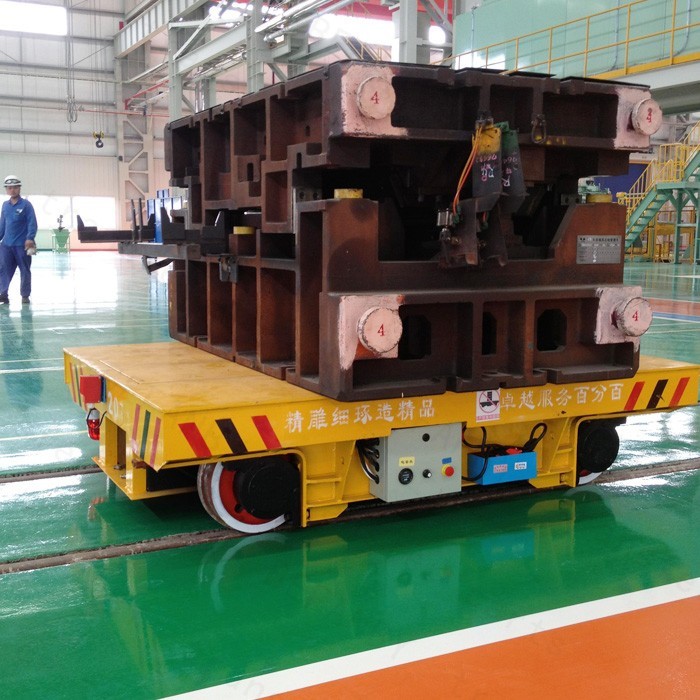 20T Industrial Bay To Bay Battery Driven Mold Transport Cart On Curved Rails
