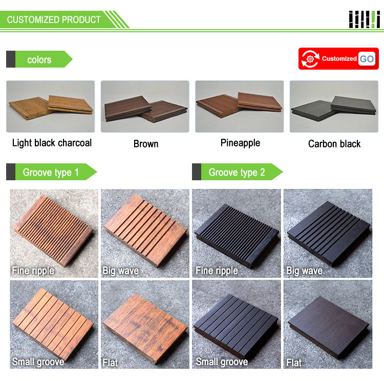Durable Hardwood Bamboo Deck Tiles Corrosion Resistance For Outdoor Gazebo