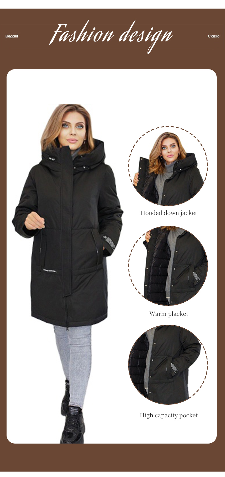 FODARLLOY 2022 autumn and winter hot style lady cotton-padded jacket women's cotton long thick puffer jacket