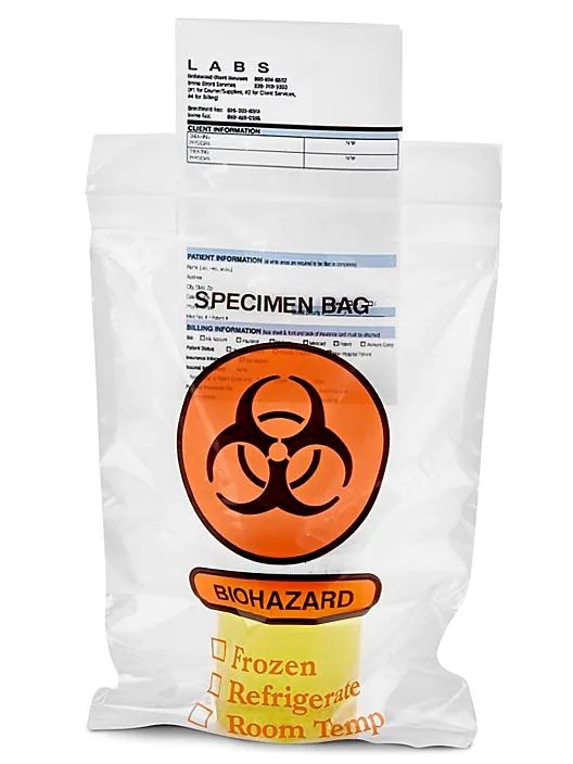 OEM ODM 10x12inch LDPE Medical Specimen Bags Biohazard Packaging
