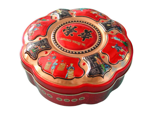 CMYK Biscuit Tin Box Embossed 0.32mm Round Tin Boxes With Lids