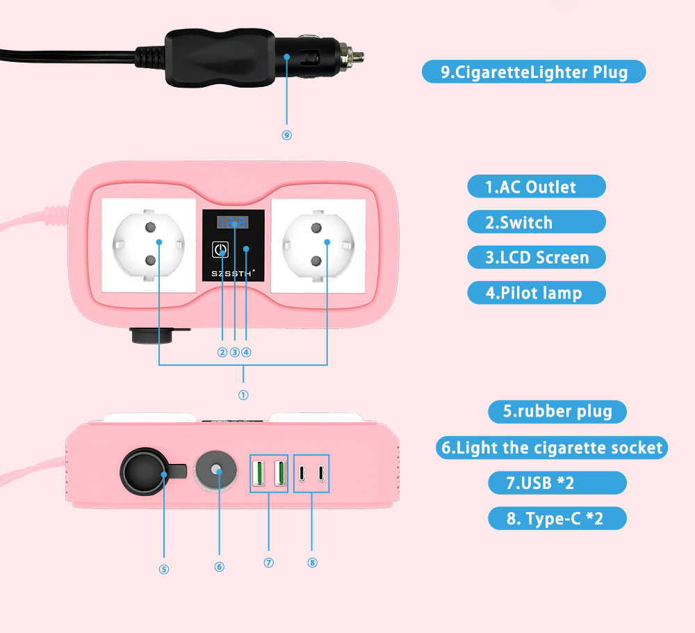 200 Watt Power Inverter Car Adapter Electric Power Inverter For Truck Multifunction