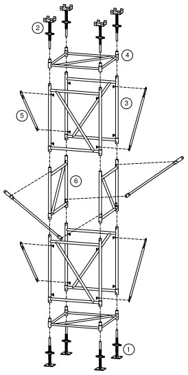 Scaffold frame system. Simple installation. Convenient mobile. Good bearing