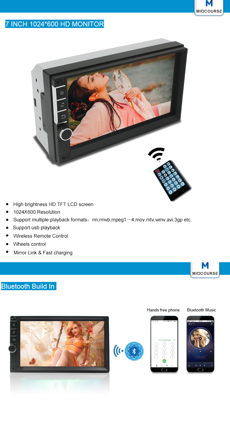 Universal Vehicle Double Din Radio Navigation Bluetooth OEM And OEM Service