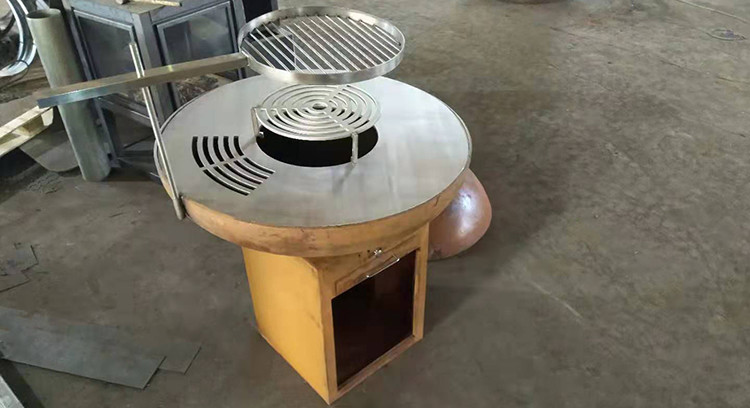 Modern Charcoal Rusty Finish Corten Steel Fire Pit For Outdoor Kitchen  BBQ Cooking Use