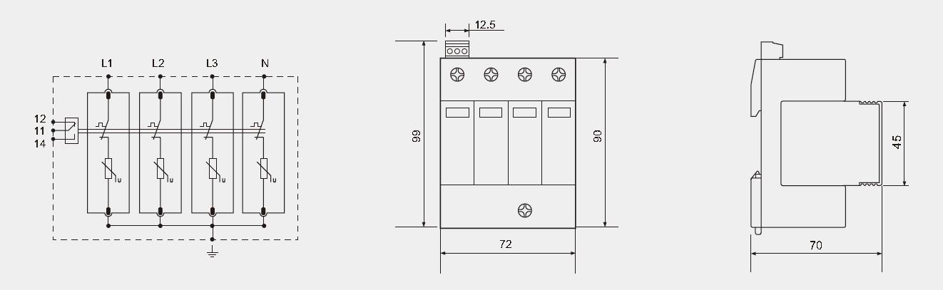 SPD T2 320V 4P 40KA Type 2 Surge Protector Lightning Protection