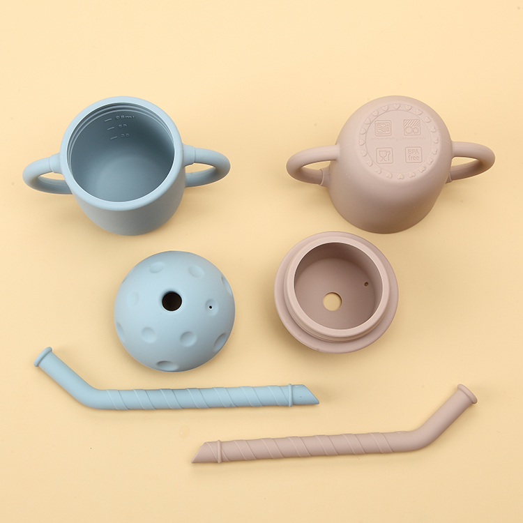 Unbreakable Silicone Baby Cup Nitrosamine Free Silicone Cup With Straw And Handle