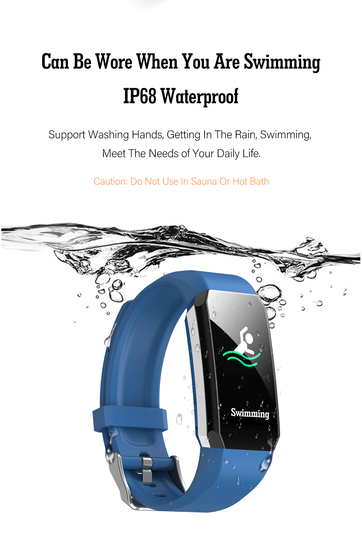 105mAH Battery Full Touch Smartwatch IP67 health tracking bracelet