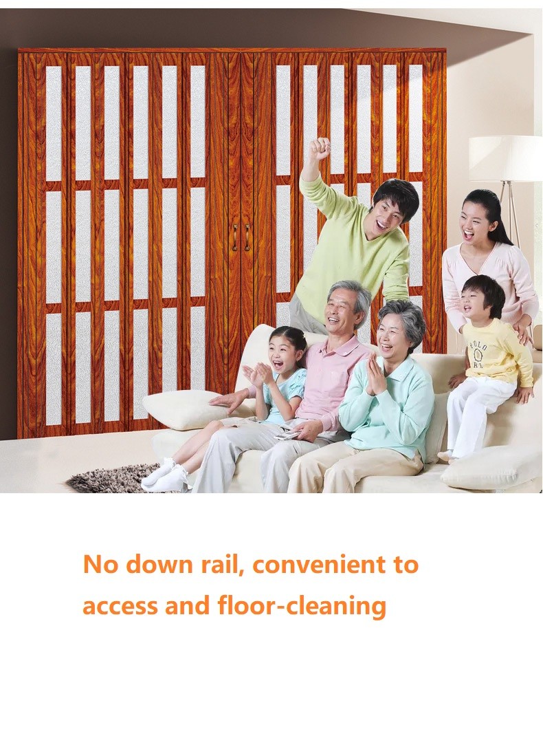 Odorless Folding PVC Sliding Door For Open Partition Rail Free Kitchen Bathroom