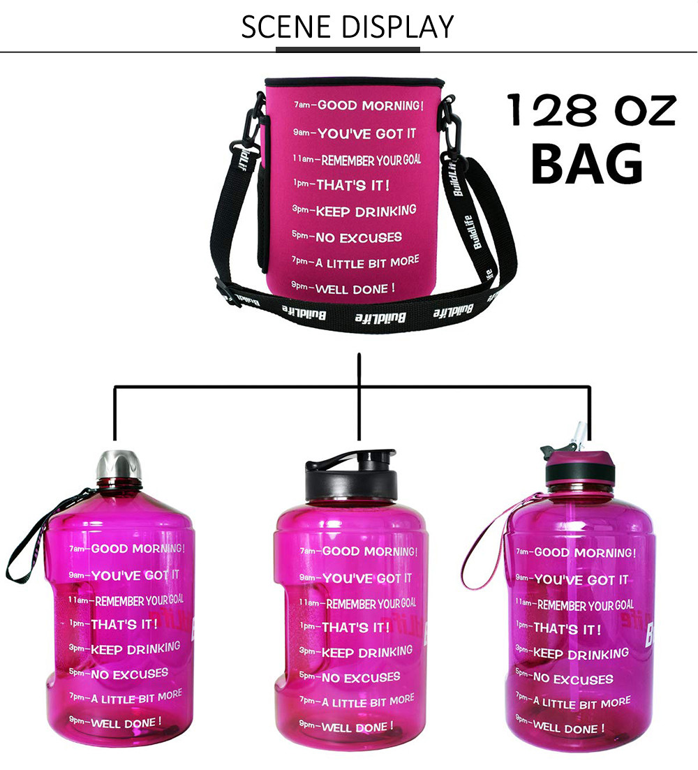 128oz Neoprene Glass Water Bottle Cooler Sleeve With Time Marker