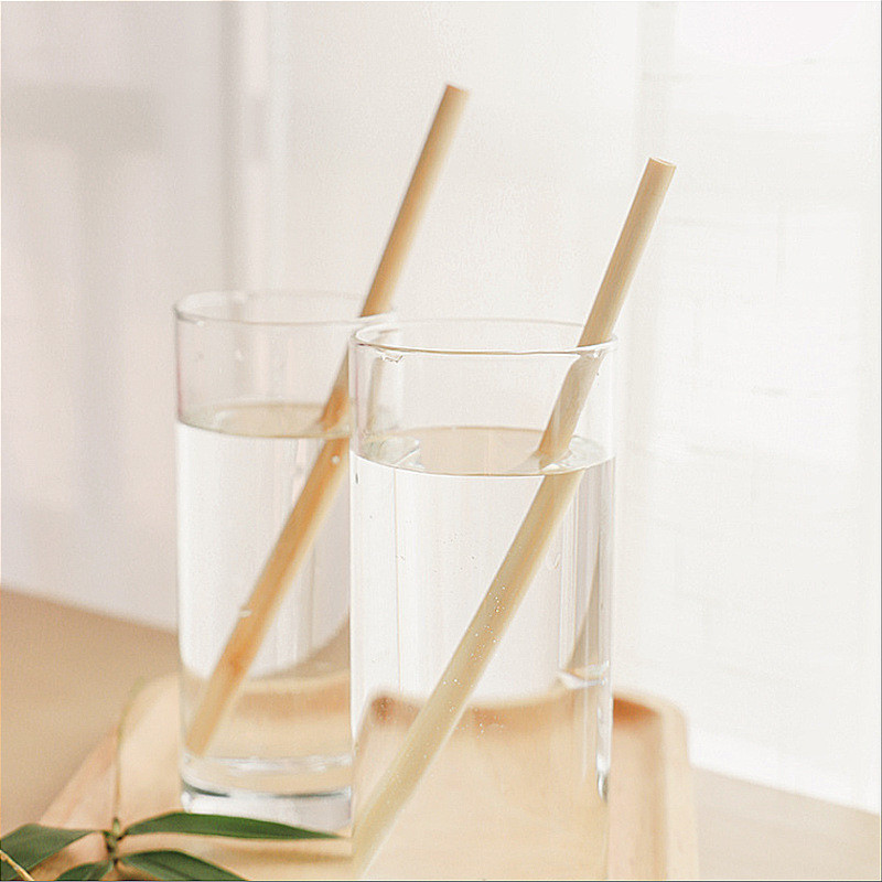 Biodegradable Natural 20cm Juice Tea Bamboo Fiber Straws Tea Drinking Custom Logo