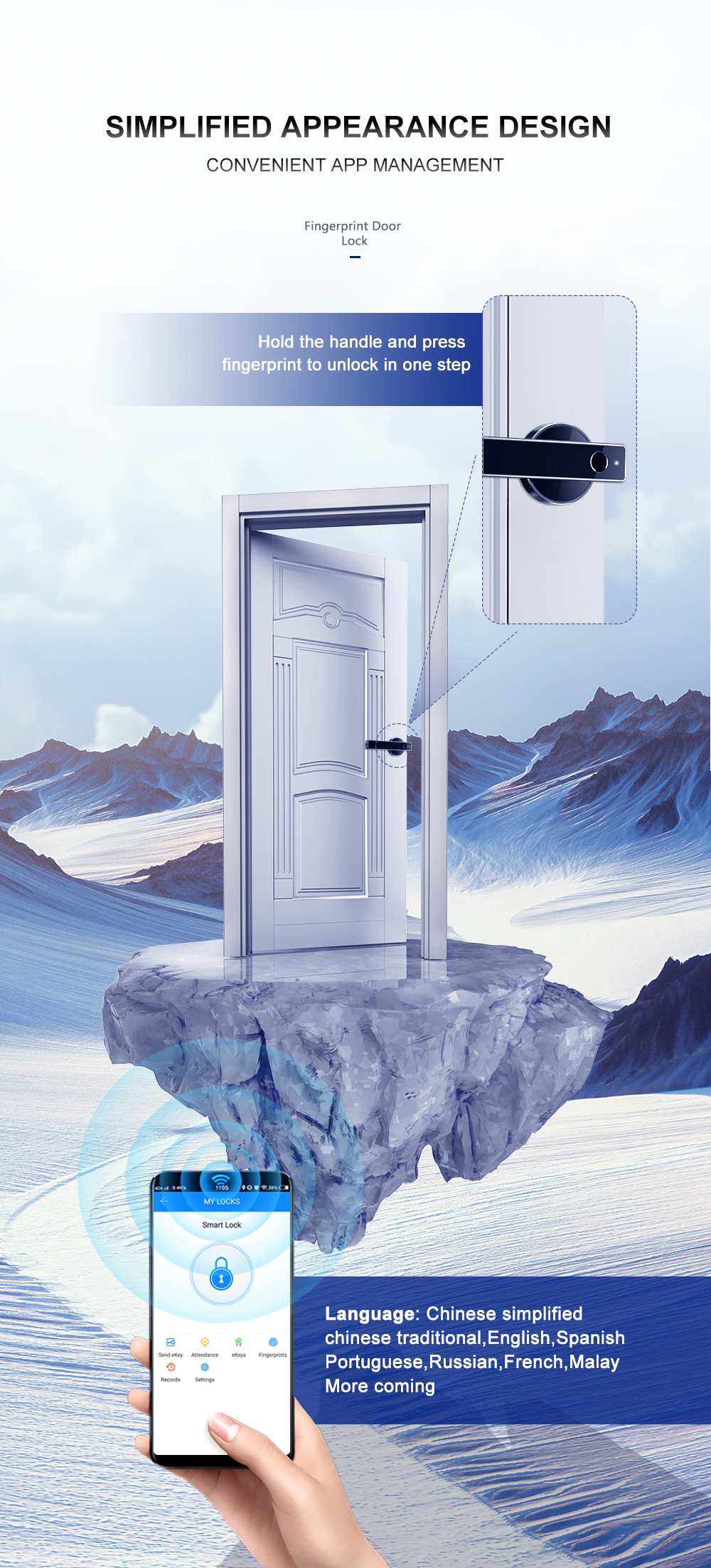 Amazon Hot Selling Smart Biometric Handle Fingerprint Lock for Door