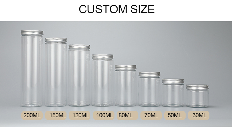 No Leak 250ml Plastic Jar For Cookie And Candy With Aluminum Lid