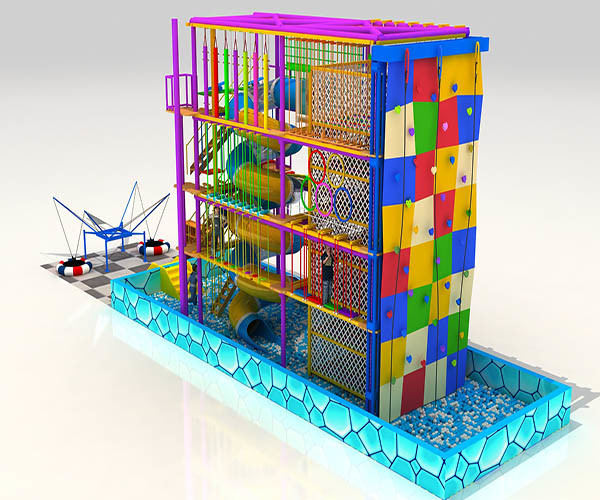 High Trek Adventure Rope Course With Climbing Wall OEM Available