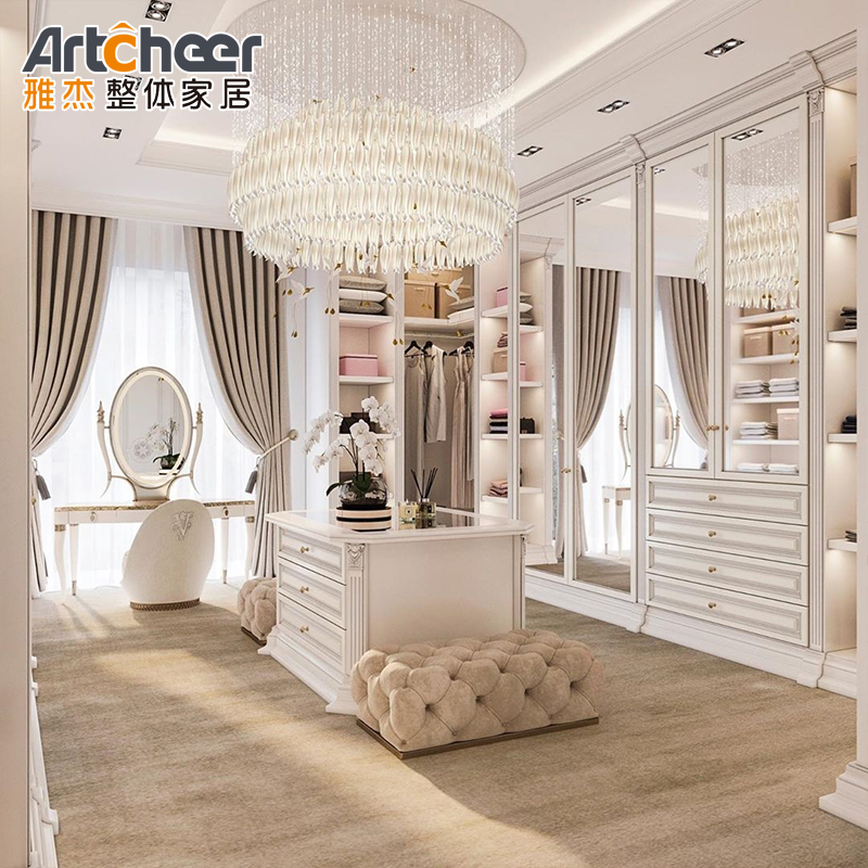 European Style Walk In Wardrobe with Customized Size Foldable Sliding Door Cabinet