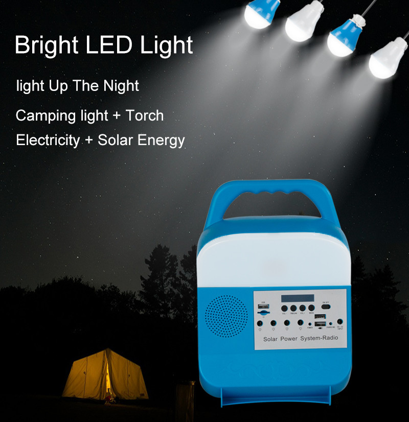Lithium Battery Solar MP3 Mini Home Lighting System With Radio