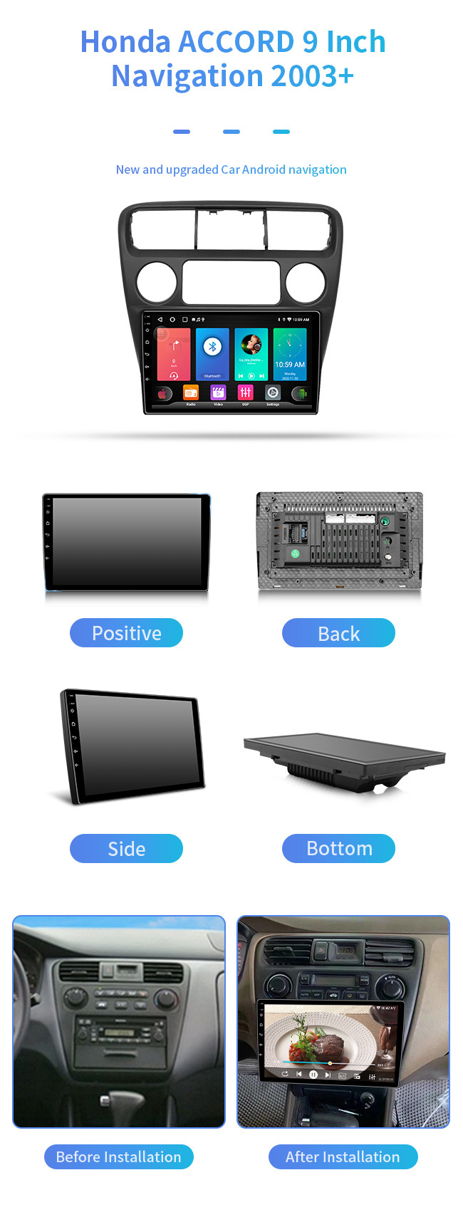 For Honda ACCORD 2003+ Mobile Phone Screen Car Computer Bluetooth Car Navigation