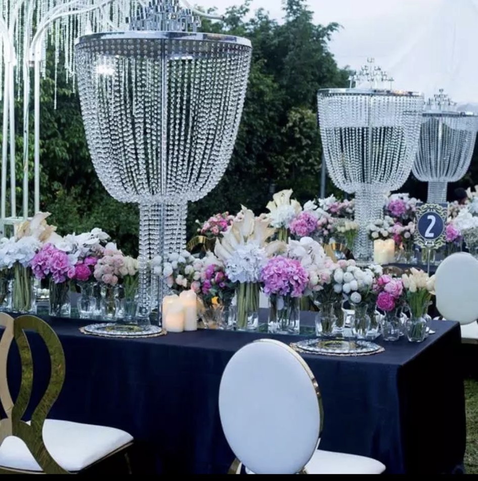 9 Arms 95cm Tall Crystal Glass Candelabras Acrylic Crystal Candle Holder Centerpieces