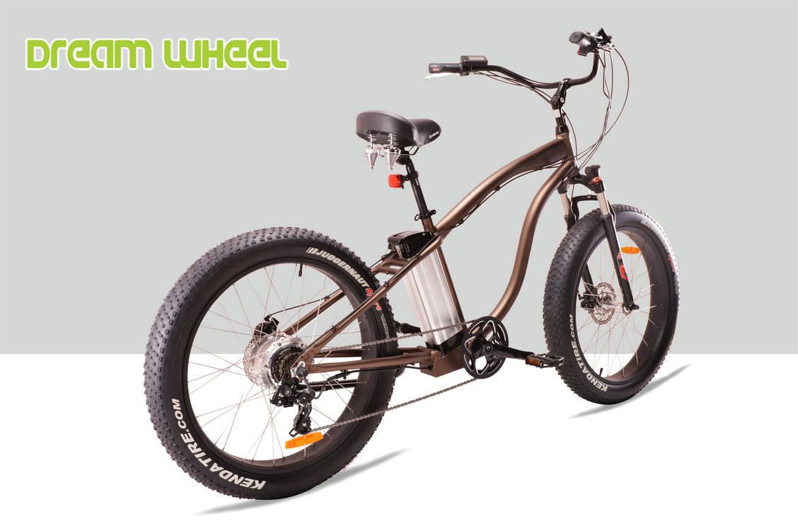 48V 500W Electric Beach Cruiser Bikes , 26" x 4.0 Fat Tire Beach Cruiser Electric Bike