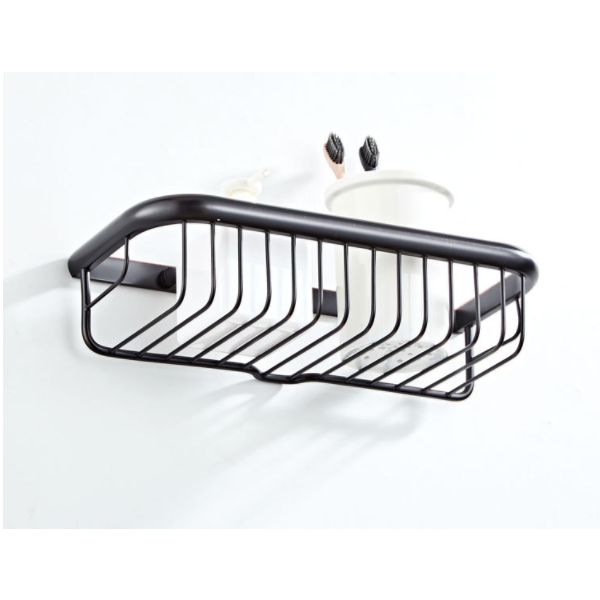 black Bronze Bathroom Towel Rack Metal Wire Shelf Organizer Storage