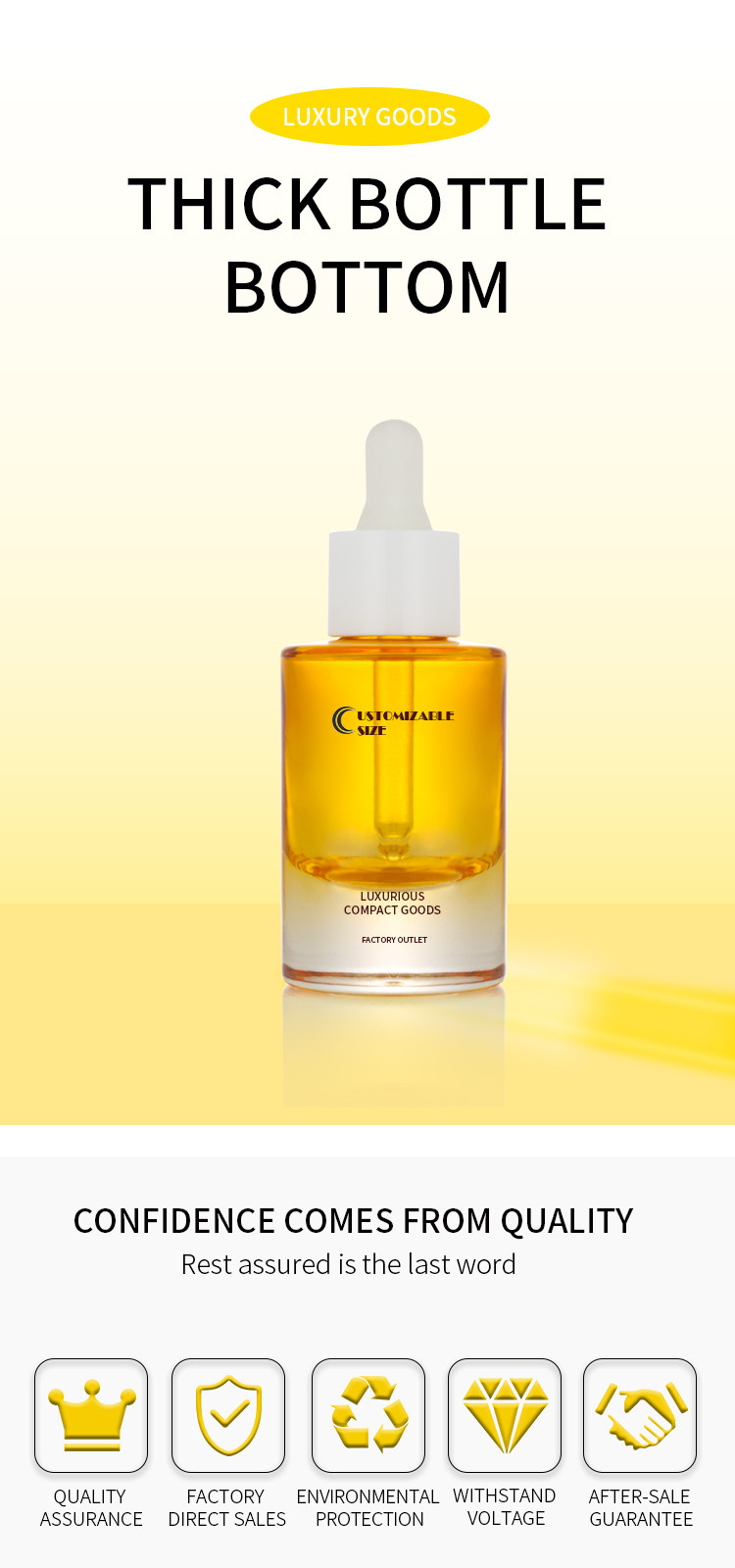 Salon Used Small Essential Oil Bottles Empty 1ml Clear Facial Care Essence dropper bottle