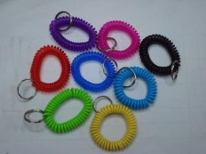 China Plastic colorful wrist coil wrist band key ring chain for outdoor sport w/split ring 25mm on sale