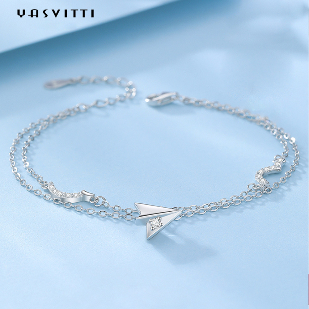 SGS 0.19oz Paper Airplane Bracelet 9.5 Inch Sterling Silver Bracelet ODM