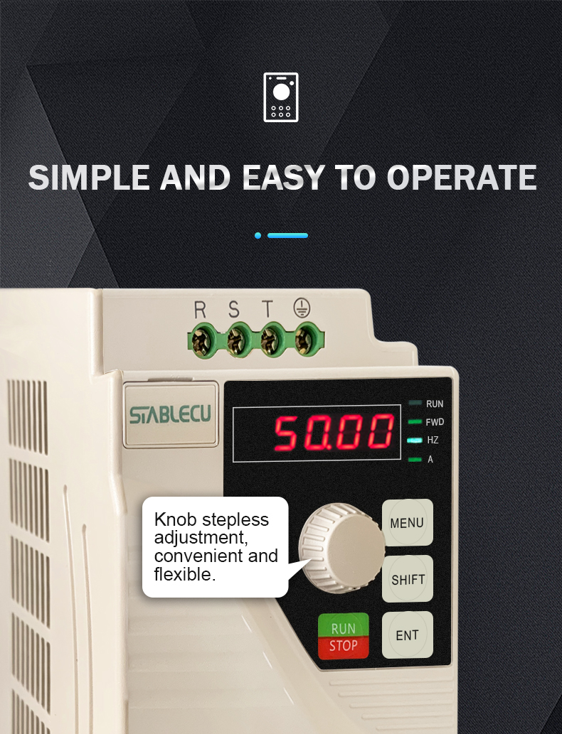 0.75KW Mini Vector Inverter 220V Output VFD VSD AC Motor Drive