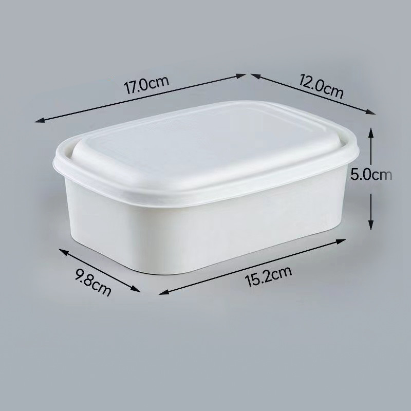 Disposable Paper Square Bowls , 500ml Heatable Kraft Paper Bowls With Lids