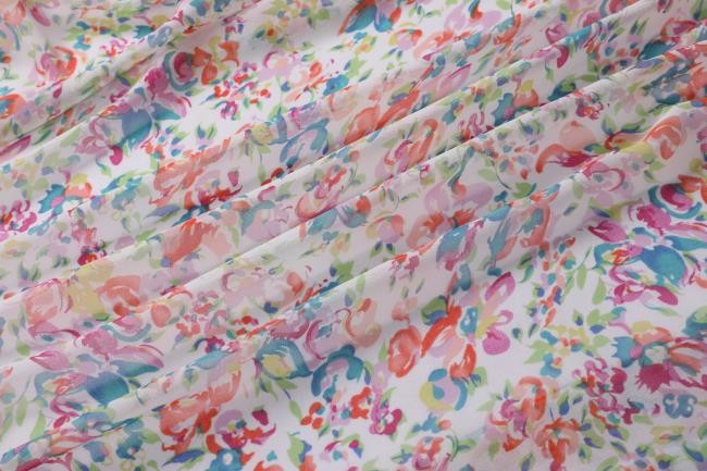 Printed Patterned Chiffon Fabric 75dx75d 85gsm Poly Chiffon