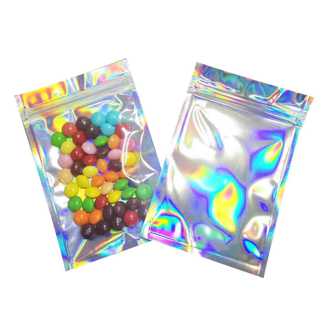 4x6 Inch Flat Resealable Holographic Ziplock Bags Mylar Pouch for Candy, Weed, Flower, Tea, Food, Accessories Packaging
