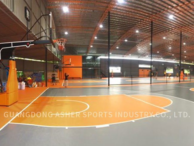 Glue Down SPU Flooring Material Smooth Barrel Texture Volleyball Court Use