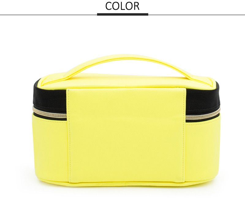 Eco-Friendly Make Up Brush Bag Double Zippers Black Yellow Cosmetic Pouch Bag