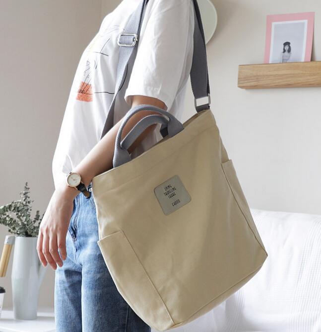 Korean Canvas Shoulder Bag Zipper Luxury Women Bags Designer Women Messenger Bag Female Simple Handbag Letter Printing tote