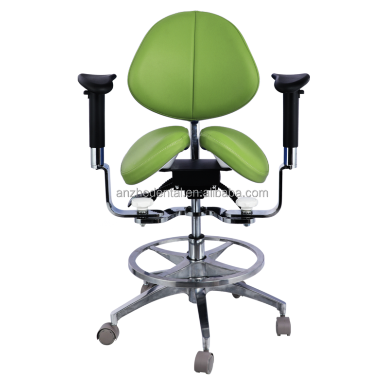 Ergonomic Split Saddle Seat Dentist Stool Luxury Micro Fiber Leather Dental Swivel Saddle Chair
