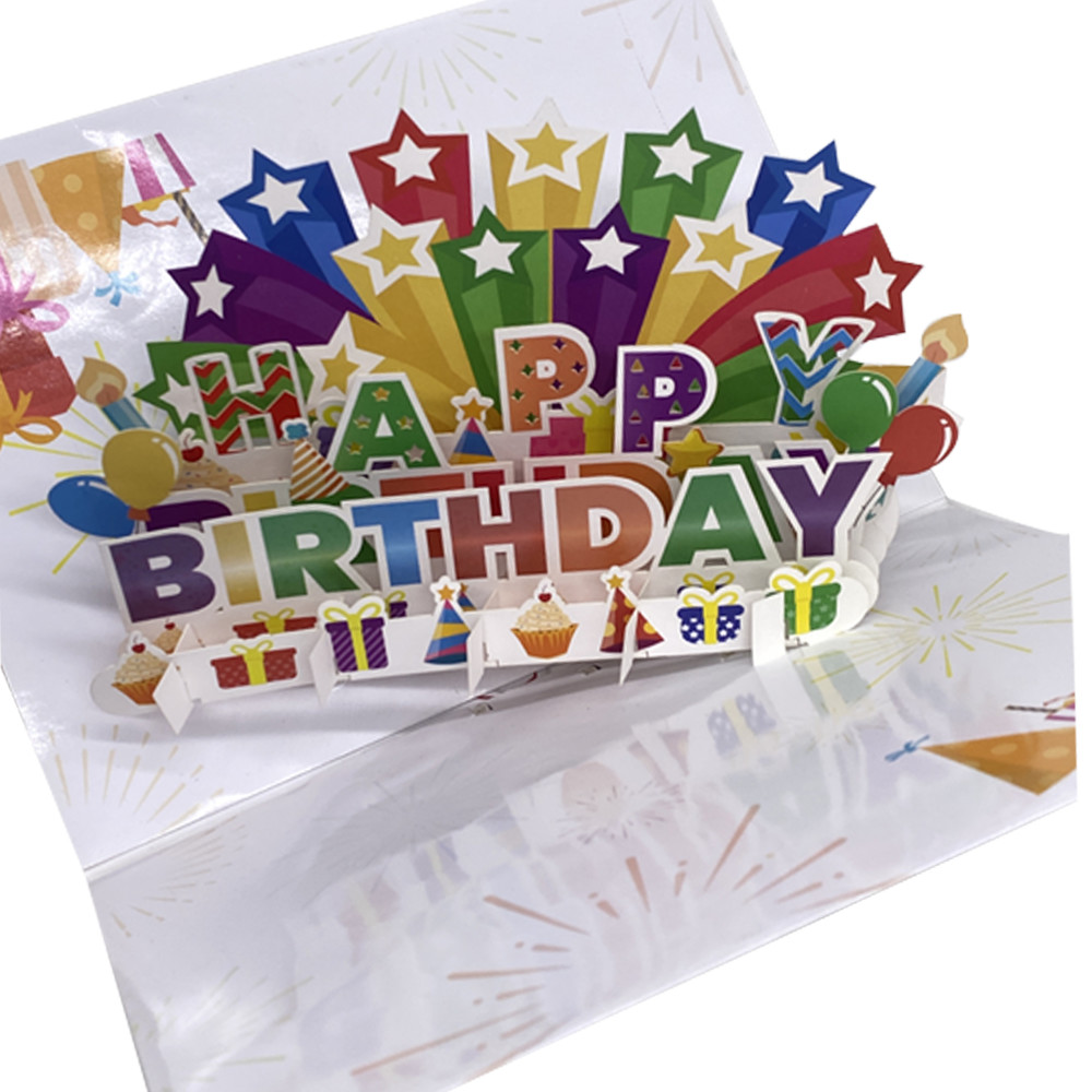 Musical LED 3D Happy Birthday Cards Pop-Up Accepted OEM Service