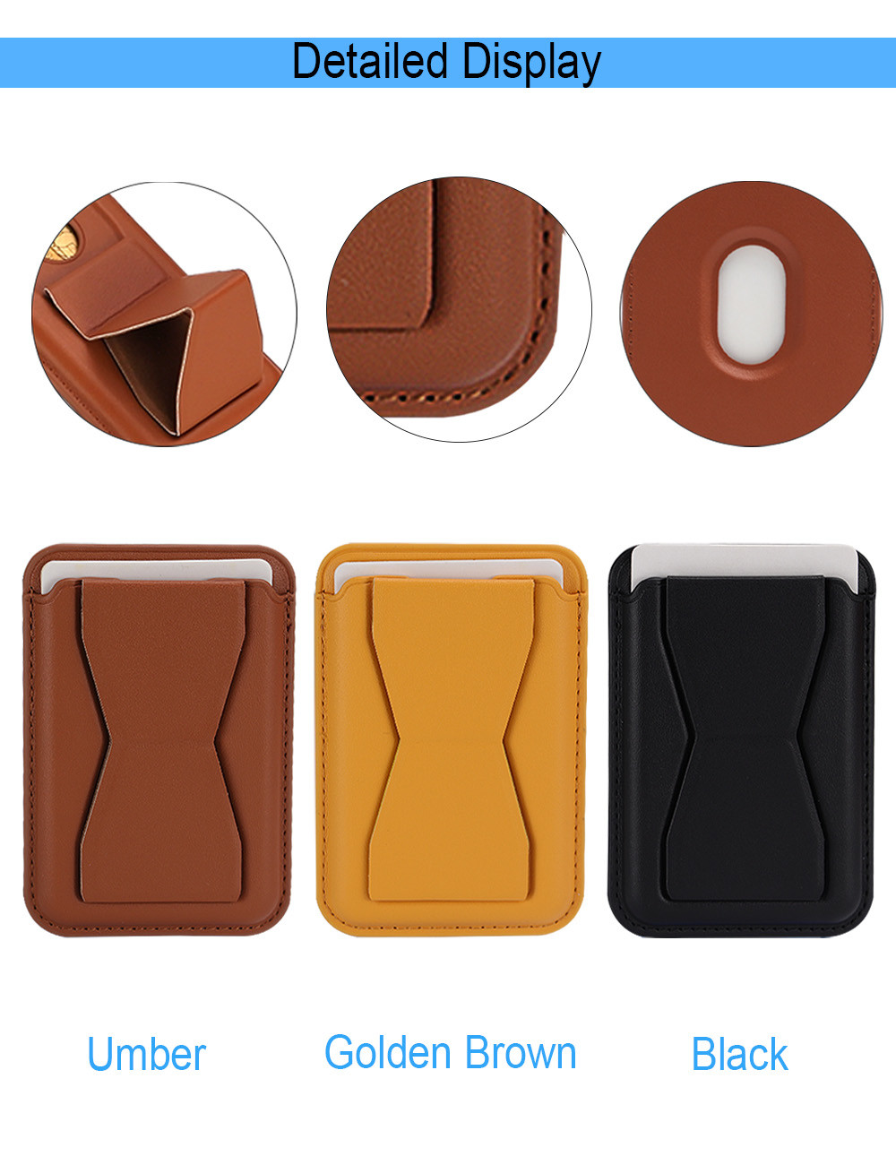 Custom PU Leather Magnetic Card Holder Stand With UV Printing Logo