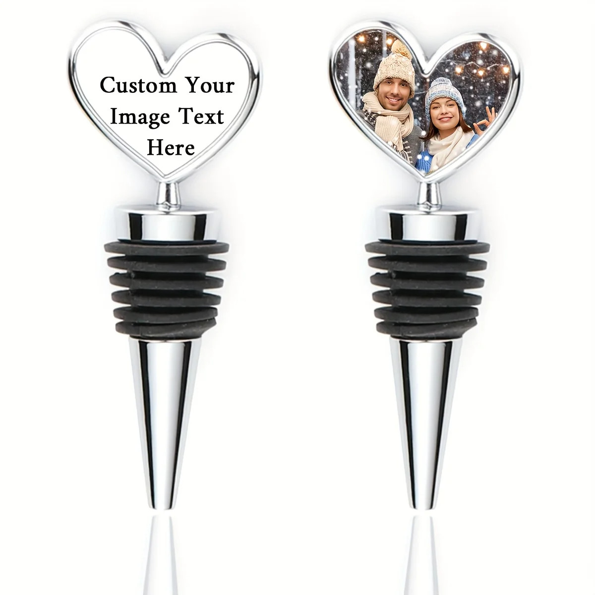 Custom Photo & Name Wine Stopper Ideal Valentine'S Day Gift With Reusable Silicone Cork