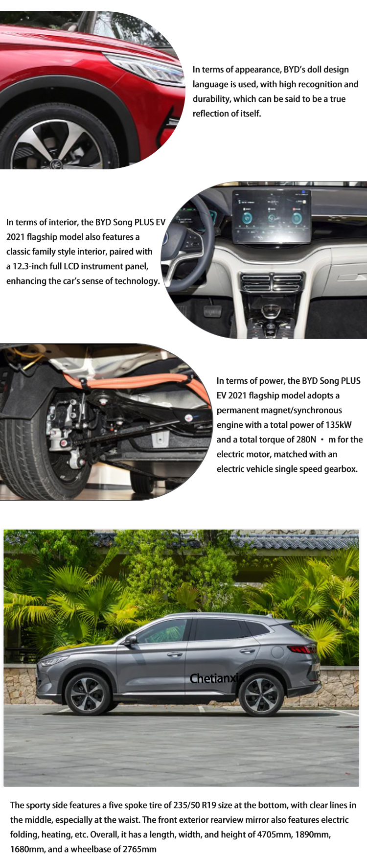 Chinese New Energy Vehicles Electric SUV Cars Byd Yuan Song Plus EV Electric Car