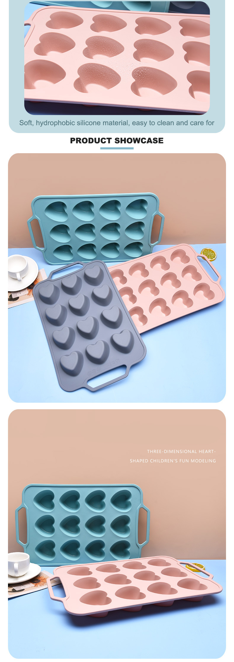 Household Non Stick Heart Shaped Silicone Muffin Moulds