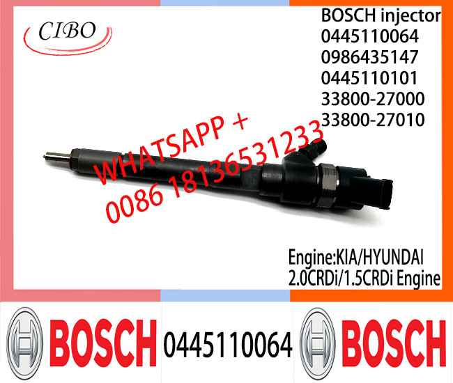 BOSCH injetor 0445110064 0986435147 Diesel Common Rail Injector 0445110064 0986435147 for KIA/HYUNDAI 2.0CRDi/1.5CRDi