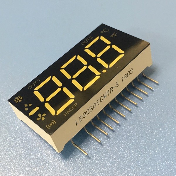 Multicolour Triple Digit 7 Segment LED Display For Refrigerator with 90 degree pin bending