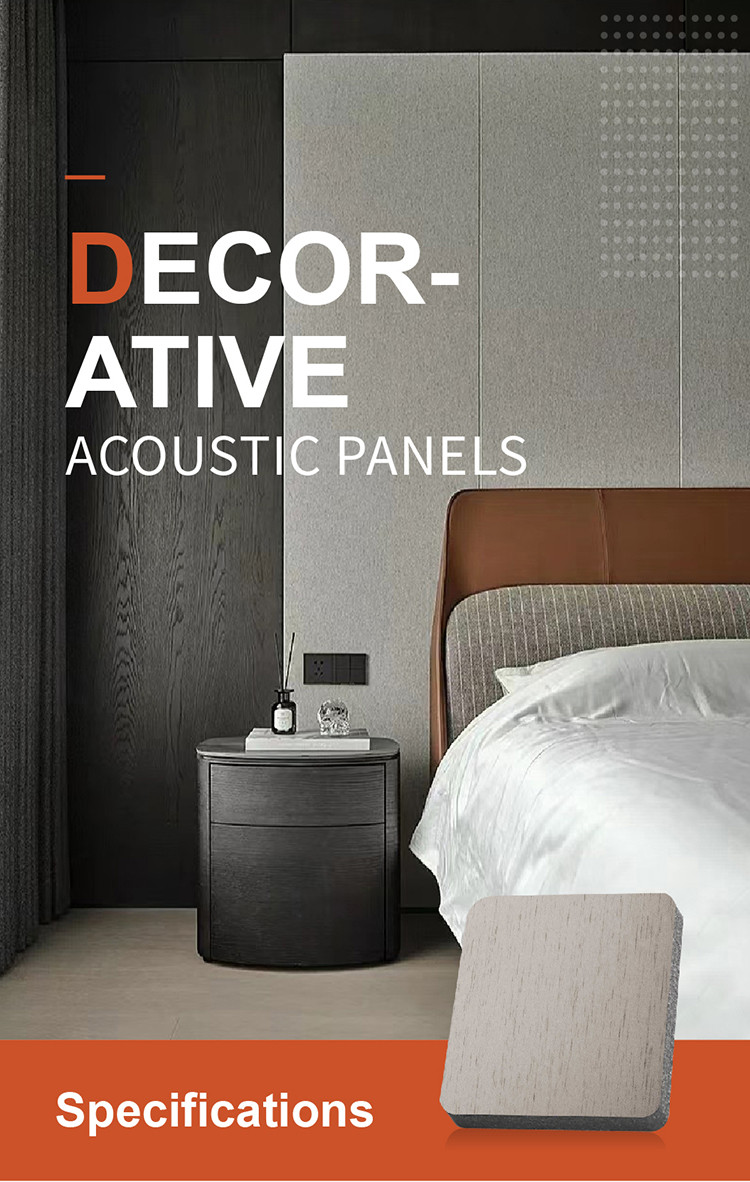 Noise Reduction Woodgrain Print PET Decorative Acoustic Panels 9mm Thick