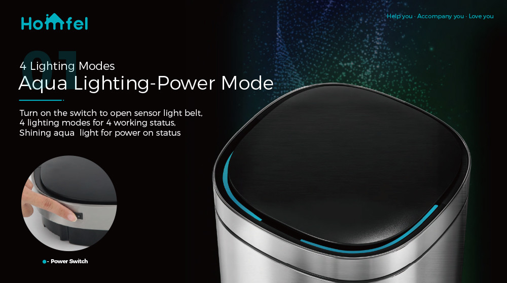 High Capacity Household Motion Sensor Trash Bin Stainless Steel Smart Sensor Bin Automatic Trash Can for Living Room 40L
