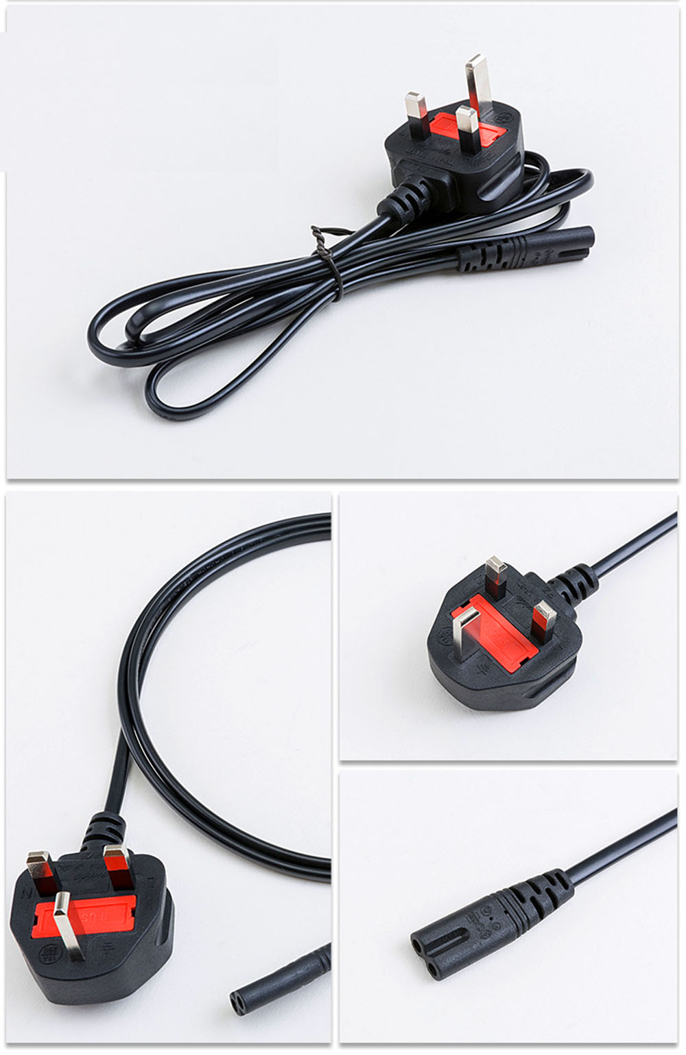 2Pin EU Power Cable 250V 2.5A DC Plug Power Cord IEC Female End