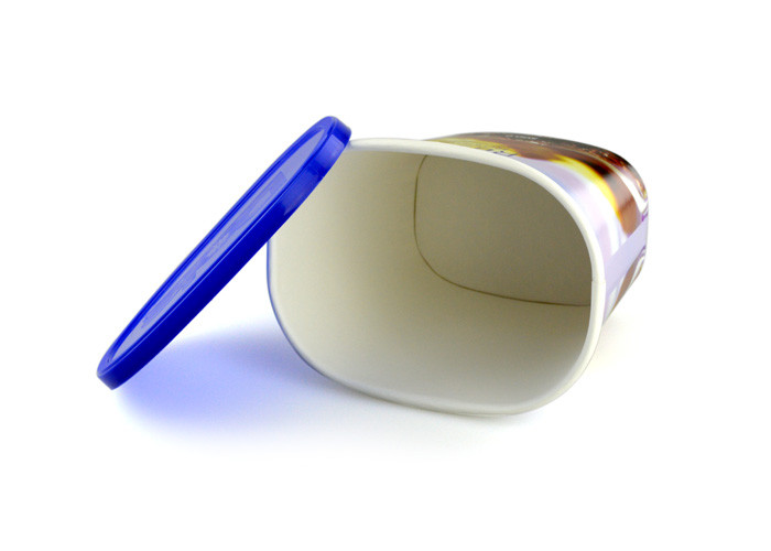 Food Grade Ice Cream Cup Empty Oval Paper Tube Packing With PE Lid