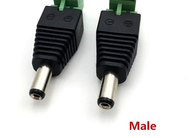 Solderless Insert Male Female 2.1 X 5.5mm DC Jack Connector Power Terminal Plug Adapter for LED Strip CCTV Camera