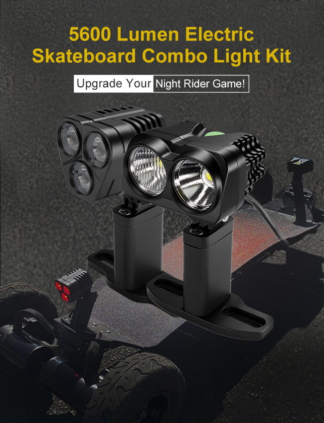 5600 Lumen Electric Skateboard Lights Waterproof IP66 Front Rear Combo